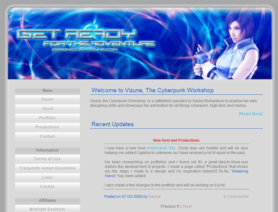 Screenshot of Vizune.com in 2009