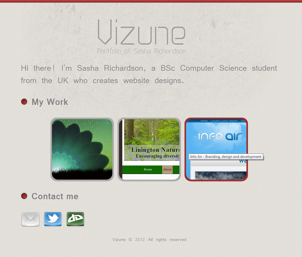 Screenshot of Old Vizune Portfolio